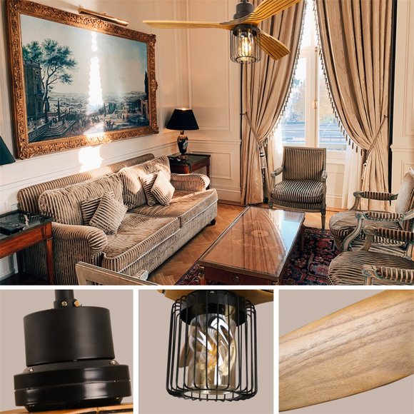 ExBrite 52 inch Wood Light Ceiling Fan - Picture 2 of 8